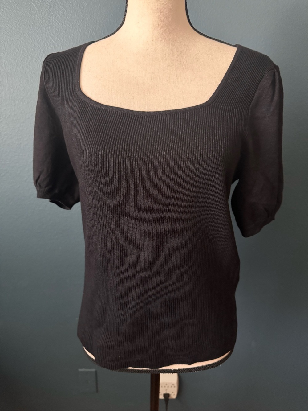 Philosophy Black Square-Neck Short Sleeve Top